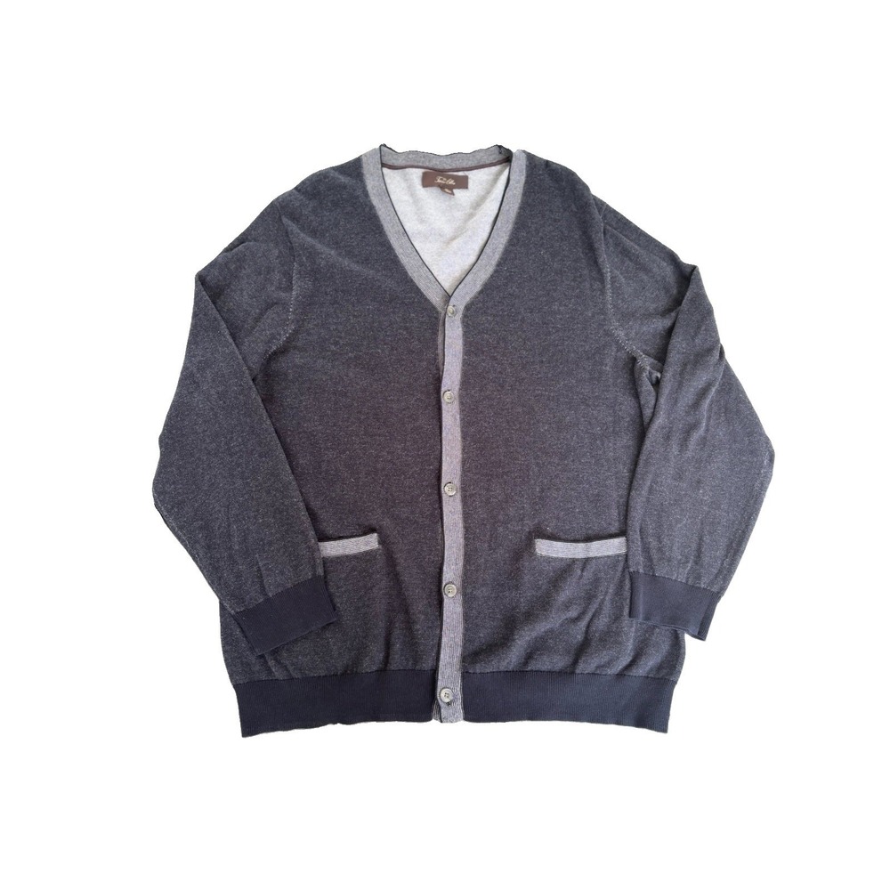 Tasso Elba Mens XL Charcoal Gray 100% Cotton V-Neck Button Front Cardigan